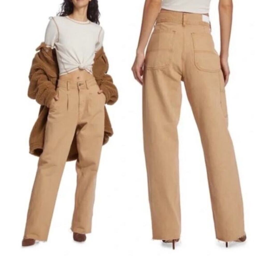 Re/Done Cargo‎ Utility Loose Jeans Denim Washed Khaki Tan Size 25 NWT